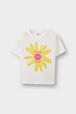 Kız Bebek Regular Fit Bisiklet Yaka Eğlenceli Baskılı Kısa Kollu Tişört