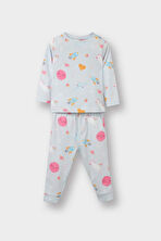 Kız Bebek Pijama Takımı Uzay Baskılı Uzun Kollu Penye Üst Uzun Alt