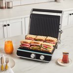 Emsan Nova Grill Led Işıklı 6 Dilim Kapasiteli Inox Gövdeli Zaman Ayarlı Izgara ve Tost Makinesi 2000W