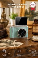 Mini Dijital Retro Kamera 48MP 8X Zoom Flip Ekranlı Selfie Video Vlog Kamerası CMR51 Mavi