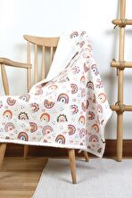 Fluffy Bebek Battaniyesi 80x100 Cm Gök Pudra Kundak Puset Çift Taraflı Koyun Tüyü Battaniye 100x80 