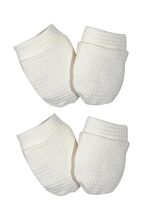 Beetle Organik Pamuk Bebek Yenidoğan 2 Çift Eldiven Takımı-Beyaz