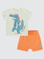 Civil Baby Erkek Bebek Şortlu Takım 6-18 Ay Krem