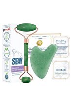 Seay Aventurin Face Roller ve Kalp Gua Sha Yüz Masaj Taşı Doğal taş