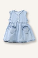 DeFacto %100 Pamuk Aplike Kolsuz Jean Elbise Kız Bebek H6590A526HSNM39
