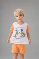 DeFacto %100 Pamuk Dinazor Desenli 2'li Ecru Pijama Takımı Erkek Bebek H8218A526HSER105