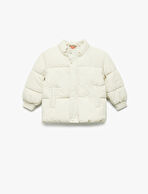 Uzun Kollu Cepli Pamuk Astarlı Dik Yaka Şişme Mont 