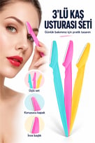 Mucit Home  3'lü Kaş Usturası ve Yüz Jileti - Dermaplaning Kadın Erkek Kaş Bıyık Yanak Tüy Alıcı Ustura Seti