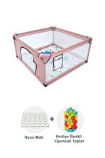 Premio Keten Güvenli Bebek Ve Çocuk Oyun Alanı Oyun Parkı 120x120 Oyun Matı Ve Topları Pudra