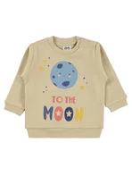 Civil Baby To The Moon Baskılı 6-18 Ay Sweatshirt - Kahverengi 9-12 Ay