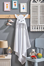 BebeSoft Unisex Bebek Kundak Banyo Havlusu – TAVŞAN Temalı, %100 Pamuk, Yumuşak Dokulu, Kapüşonlu