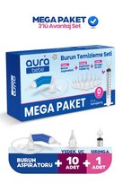 MEGA PAKET Bebek Burun Temizleme Aspiratörü, 10 Yedek Uç ve Burun Temizleme Şırıngası