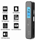 NIVEGO Mini Ses Kayıt Cihazı Diktafon | Ders, Toplantı, Röportaj Kayıt | Tek Tuş Ses Kaydedici | Taşınabilir Dijital Recorder | MP3 Çalar | Kompakt Tasarım