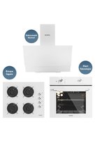 Kumtel Home Plus Beyaz Cam Ankastre Set
