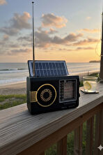 Blackbird Siyah Ktf-1481 Güneş Enerjili Fenerli  Taşınabilir Radyo Usb/Tf Kart Destekli - Kamp Işıklı