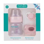 Mamajoo Yenidoğan Hediye Seti Powder Pink | Antikolik Biberon 150 ml ve Ortodontik Emzik & Saklama Kabı