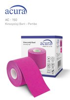 Ac-150 Yüz & Vücut Uyumlu Hipoalerjenik Kinesyo Tape Ağrı Bandı 5m X 5cm Pembe Renk 1 Beden