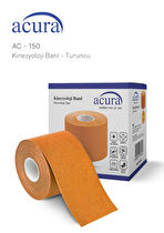 Ac-150 Yüz & Vücut Uyumlu Hipoalerjenik Kinesyo Tape Ağrı Bandı 5m X 5cm Turuncu Renk 1 Beden