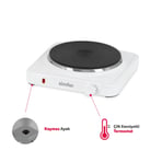 Simfer Hp1500w Beyaz Hot Plate Tek Gözü Elektrikli Ocak (Çift Emniyetli Termostat , 1500W Krom Çember)