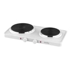 Simfer HP2500W Beyaz Hot Plate İki Gözlü Elektrikli Ocak (Çift Emniyetli Termostat , 2500W Krom Çember)