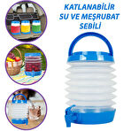 Su Sebili Ayran Meşrubat Içecek Bidonu Sebil Katlanabilir Musluklu Termos Çeşmeli Körüklü 5.5 Litre 