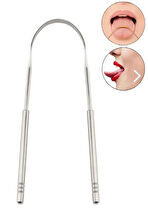 TİNEKE  Metal Dil Temizleme Dil Sıyırıcı Dil Temizleyici Gümüş Hilal Çelik Paslanmaz Hijyenik