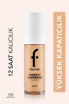 Flormar Perfect Coverage Yoğun Kapatıcı Su Bazlı Fondöten (SARI ALT TON) -103 Creamy Beige -8682536058186