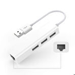 TriLine USB to RJ45 Ethernet + USB 3 Port HUB Çoklayıcı