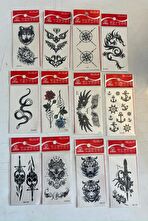 Minimal Geçici Dövme 12 Adet Birden Yapıştırma Dövme Model7