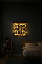 LED Işıklı Fotoğraf Albüm Çerçevesi – Ahşap Anı Panosu Duvar Dekoru