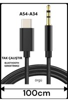 Samsung Galaxy A54 A34 Aux Kablo Type C Aux Kablo Dac Çipli örgü Tak Çalıştır
