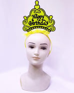 Happy Birthday Neon Sarı Renk Doğum Günü Tacı 24x15 Cm Bx40