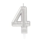 4 Rakam Mum Gümüş Renk Bx40