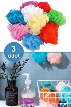 3 Adet Renkli Banyo Lifi Seti Banyo Kesesi
