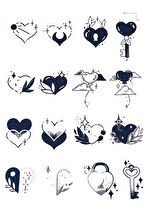 Karışık Figürlü 12 Saat Sonra Kararan Geçici Dövme Tattoo