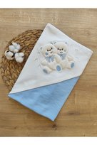 %100 Pamuklu & Mevsimlik Bebek Battaniyesi - Ayıcık Nakışlı Bebek Örtüsü 80x90 Cm