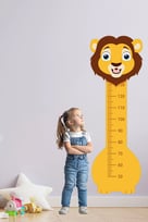 Sevimli Safari Hayvanları Çocuk Boy Ölçer Duvar Stickerı - Bebek ve Çocuk Odası Boy Cetveli Etiketi - Aslan