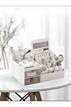 Office 2 Çekmeceli Masa Üstü Düzenleyici - Ofis Kalemlik Bölmeli Organizer Kozmetik Stand