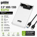 Gabble 2.5" HDD SSD Kutusu USB 3.0/3.1 SATA Harici Disk Kutusu Şeffaf Kasa 5Gbps 30cm Kablo