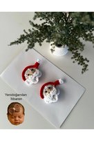 Yenidoğan Bebek Tokası Noel Baba El Emeği 2'lü Klips Saçsız Bebek Toka Seti