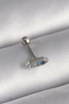 316L Çelik Gümüş Renk Mavi Zirkon Taşlı Tragus Piercing - Lisinya