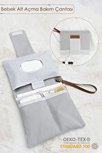 Bebek Alt Açma Bakım Çantası, Anne Bebek Organizeri, Yıkanabilir, Kir Tutmaz, Junior Serisi, Gri