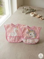 Gökçe Baby 2'lü Set Kısa Kollu Bağlamalı Ayarlanabilir Sıvı Geçirmez Aktivite ve Mama Önlüğü