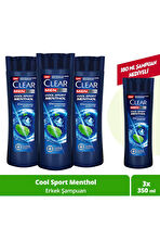 Clear Men Kepeğe Karşı Etkili Şampuan Cool Sport Menthol Ferahlatıcı Mentol Etkisi 350 ml x 3 Adet