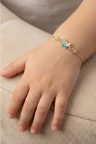 925 Ayar Gümüş Altın Kaplama Mineli Kelebek Çocuk Bilekliği - Mavi Beyaz Kanatlı Bebek Künyesi SGTL13332GOLD