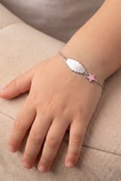 925 Ayar Gümüş Mineli Pembe Yıldız ve Bulut Figürlü Bebek Künyesi - Yeni Doğan Hediyesi SGTL13368RODAJ