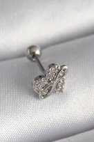 316L Çelik Gümüş Renk Zirkon Taşlı Sonsuzluk Detay Tragus Piercing TJ-PR1249