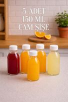 5 Adet 150 ml Kilitli Beyaz Kapaklı Şeffaf Detox Shot Şişesi 150 Cc Ginger Şat Beyaz Cam Şişe