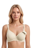 Seamless Bra - Mavelle | Krem Lazer Kesim Klipsli ve Çıtçıtlı Önü Açılabilir Emzirme Sütyeni