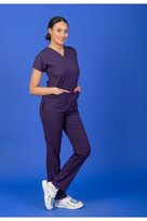 Unisex Kalıp Mor Likralı Hemşire / Doktor Forması Scrubs (takım)